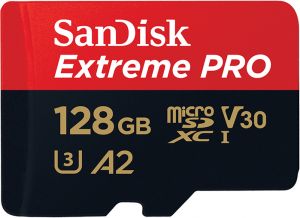 SanDisk microSDXC Extreme Pro 128GB C10 UHS-I U3 + SD адаптер (SDSQXCY-128G-GN6MA) ― Мой магазин