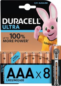 Щелочные батарейки Duracell Ultra Power AAA 1.5В LR03 8 шт (5000394063488) ― Мой магазин