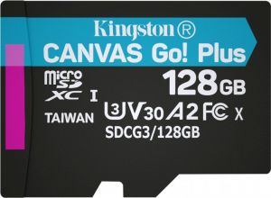 Kingston MicroSDXC 128GB Canvas Go! Plus Class 10 UHS-I U3 V30 A2 (SDCG3/128GBSP) ― Мой магазин