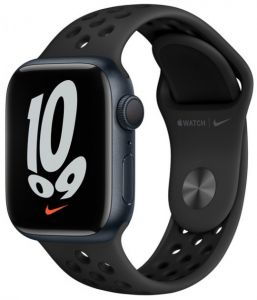 Смарт-часы Apple Watch Series 7 Nike GPS 41mm Midnight Aluminium Case with Anthracite/Black Nike Sport Band (MKN43UL/A) ― Мой магазин